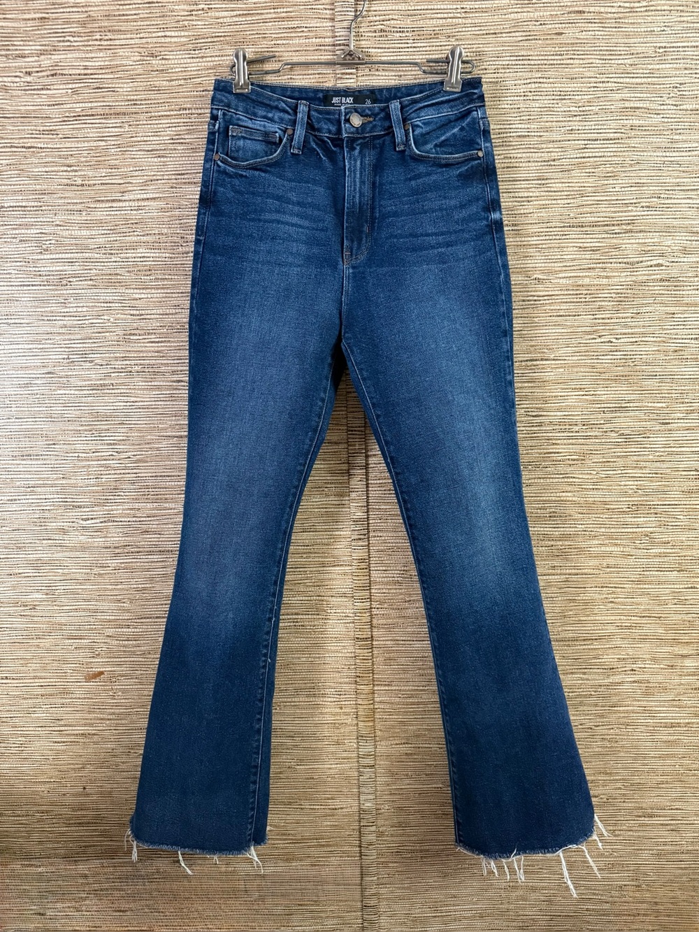 Just Black Jeans Women’s Size 26 Dark Blue Disco High Rise Raw Hem Stretch